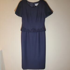 Jessica Howard Women's Petite Navy Blue Lined Dress Size 10
